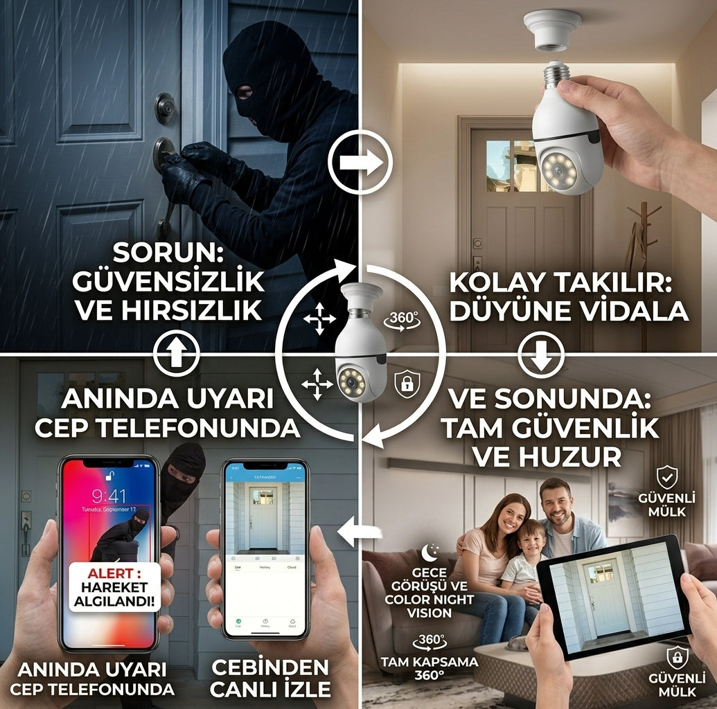GarajTeknoTR AuraSmart 360° Panoramik Duy Kamera ve Akıllı Güvenlik Sistemi